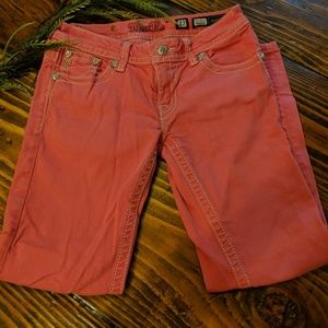 Miss Me Coral Colored Cropped Jeans -Size 27